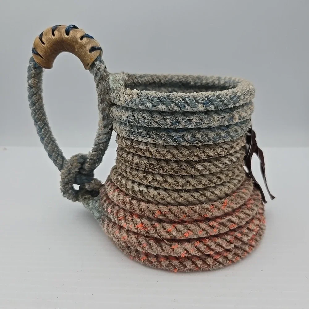 Rustic Rope‎ Wrapped Glass Mug Nautical Style Candle Holder Decor